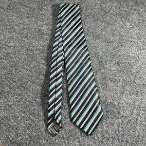 Alexander Julian Colours Mens Striped Necktie‎ Black Light Blue Herringbone Tie